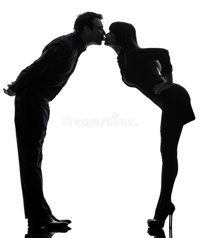 Cuplu bărbat sărut lungime completă siluetă royalty free stock image