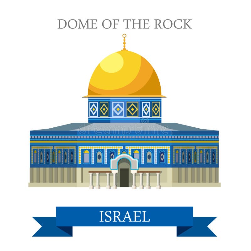 Cupola della roccia nell'attrazione piana di vettore di Gerusalemme Israele