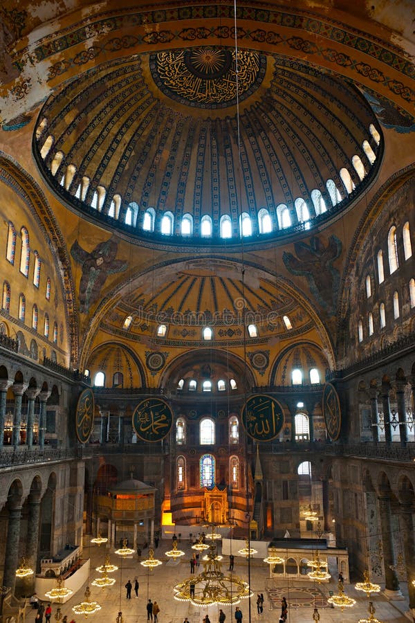 The beautiful decorated cupola of Hagia Sophia mosque, Istanbul, Turkey. The beautiful decorated cupola of Hagia Sophia mosque, Istanbul, Turkey.