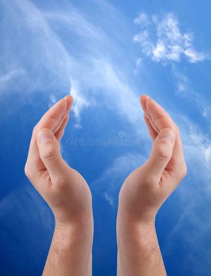 Cupped hands stock photo