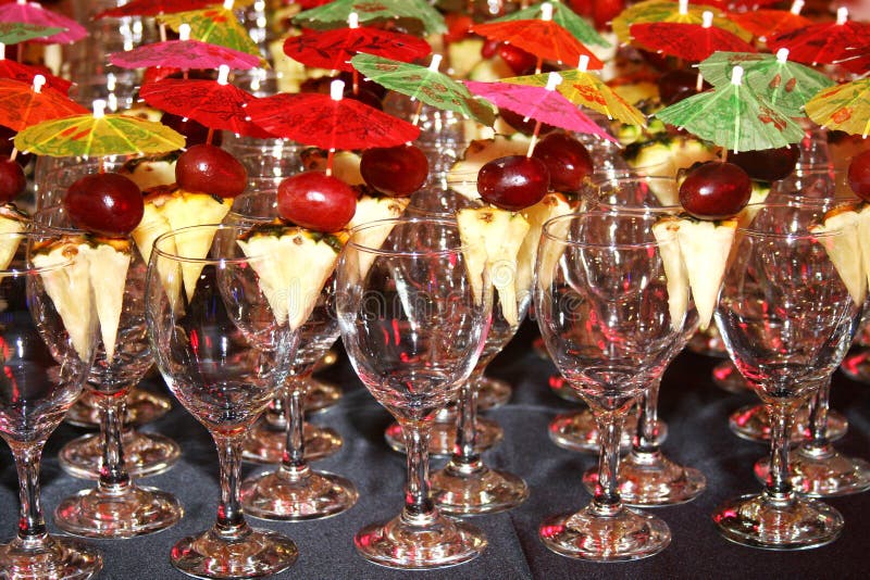 Cups Decorated For Cocktail Party Stock Photo Image of green, light
