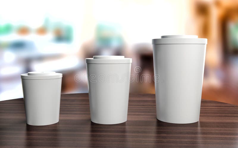Cups of Different Sizes on Cafe Table Stock Illustration Illustration
