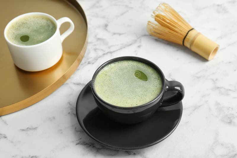 Cups of fresh matcha tea stock image. Image of oriental 119190845