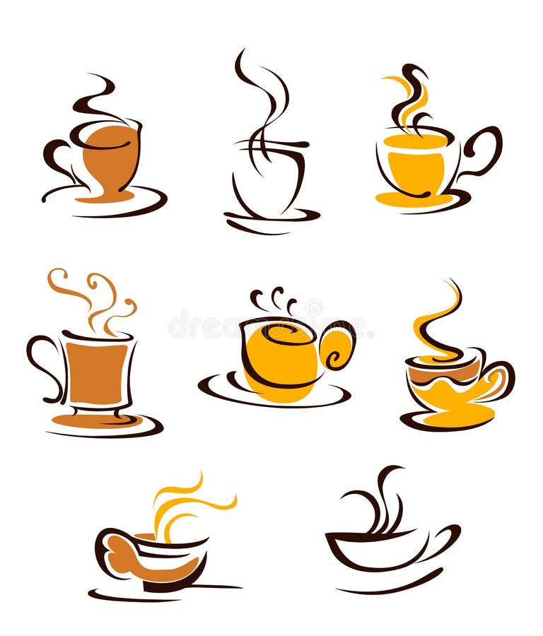 Cups of hot coffee stock illustration