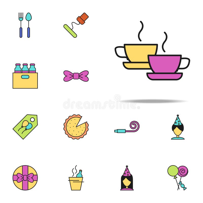 cups of tea colored icon. birthday icons universal set for web and mobile vector illustration cups of tea colored icon. birthday icons universal set for web and mobile vector illustration