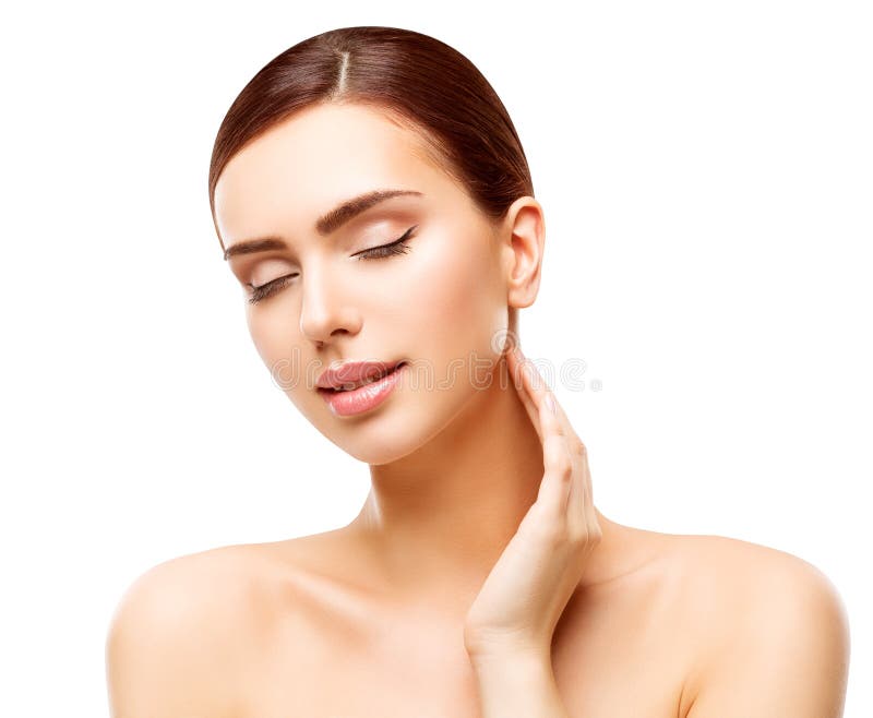 Cura di pelle del fronte di bellezza della donna, bello trucco naturale di Skincare immagini stock libere da diritti Cura di pelle del fronte di bellezza della donna, bello trucco naturale di Skincare immagini stock libere da diritti