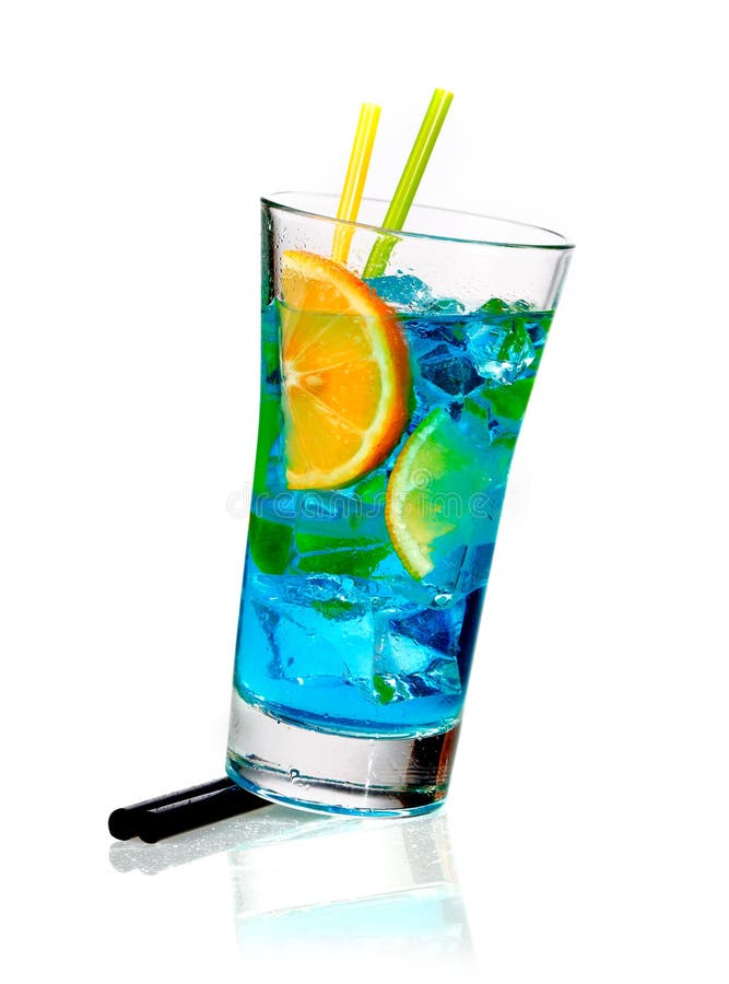 Curacao Cocktail with Orange Stock Photo Image of longdrink, orange