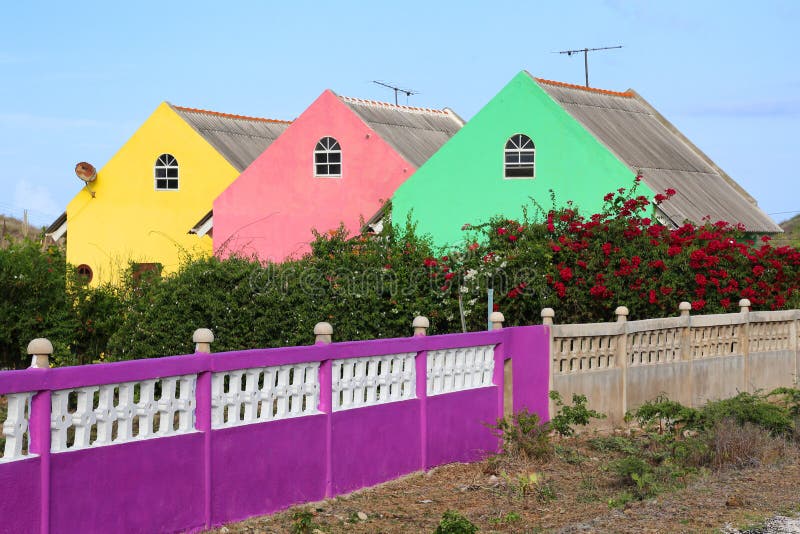 Curacao: Pastele coloured domy zdjęcie stock Curacao: Pastele coloured domy zdjęcie stock