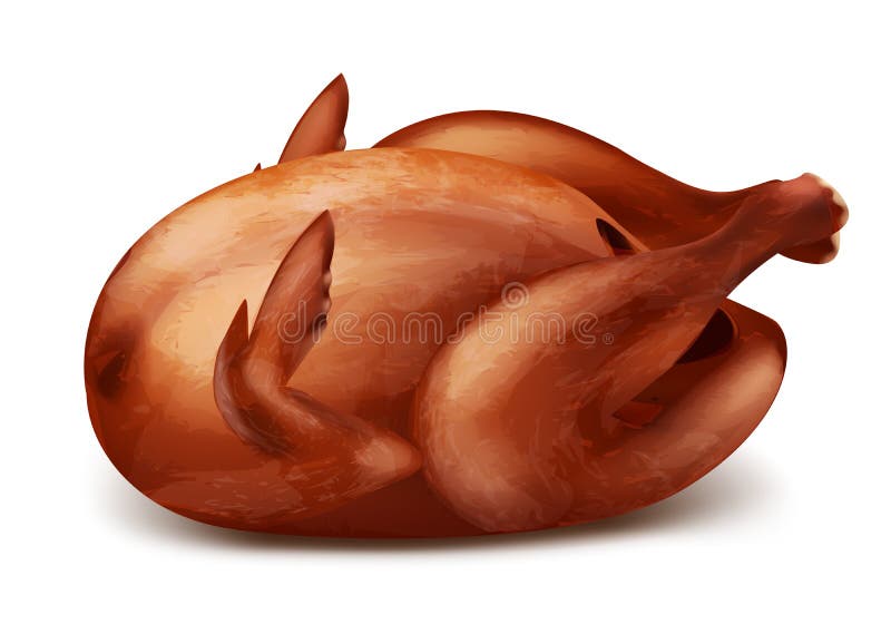 Curcan prăjit realist vectorial sau pui la grătar vector illustration