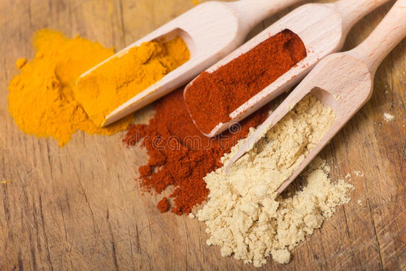 Curcuma and red paprika. stock photo. Image of chilli 61088638