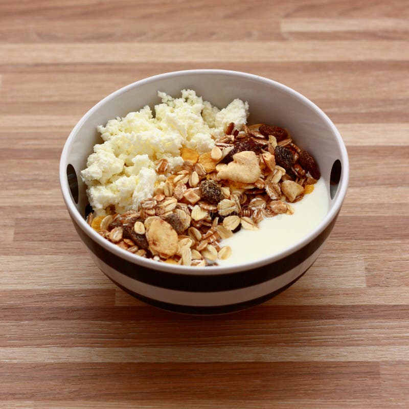 Curd Cheese with Muesli and Spoon Stock Image Image of breakfast