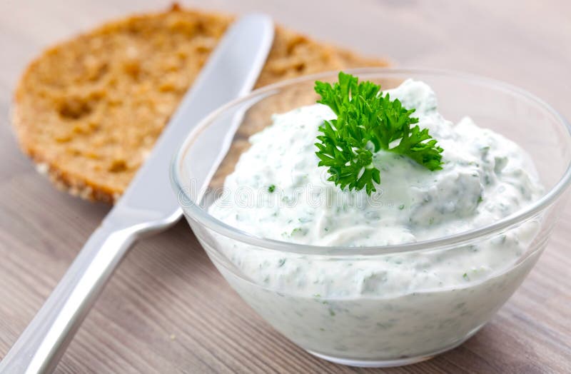 Curd with herb and bread