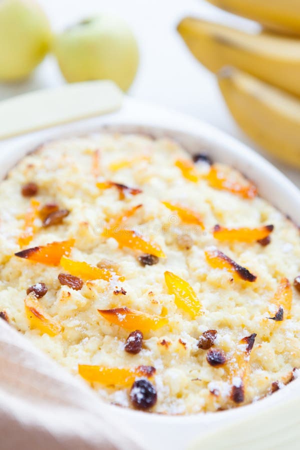 Curd Pudding with Banana and Dried Fruit Stock Photo Image of dried, cottage 28184690