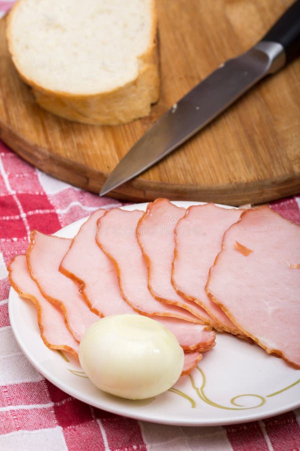 Cured Meat with Cheese and Olives on the Plate Stock Image Image of