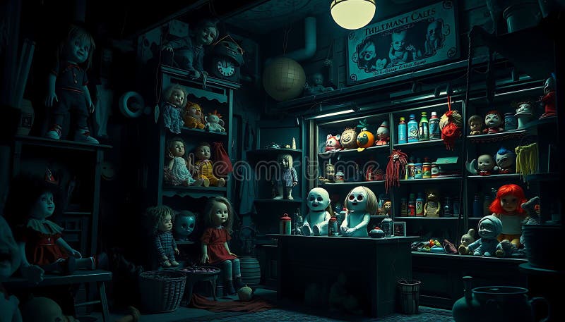 Curio shop interior, vintage collectibles display, Stock Photo, Generative AI stock illustration