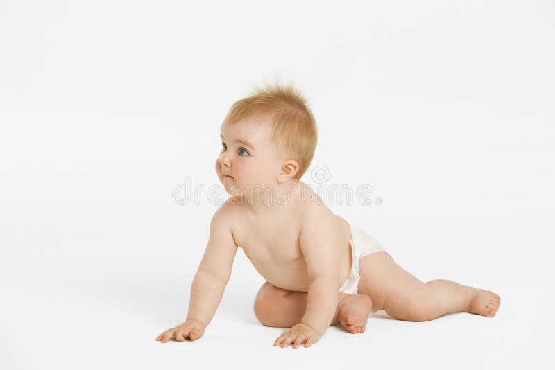 Curious Baby Looking Away royalty free stock photography