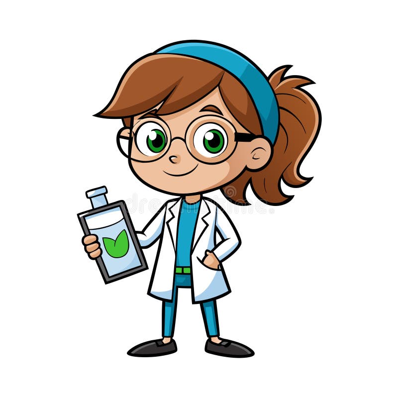 Curious Cartoon Scientist Exploring Ideas royalty free illustration