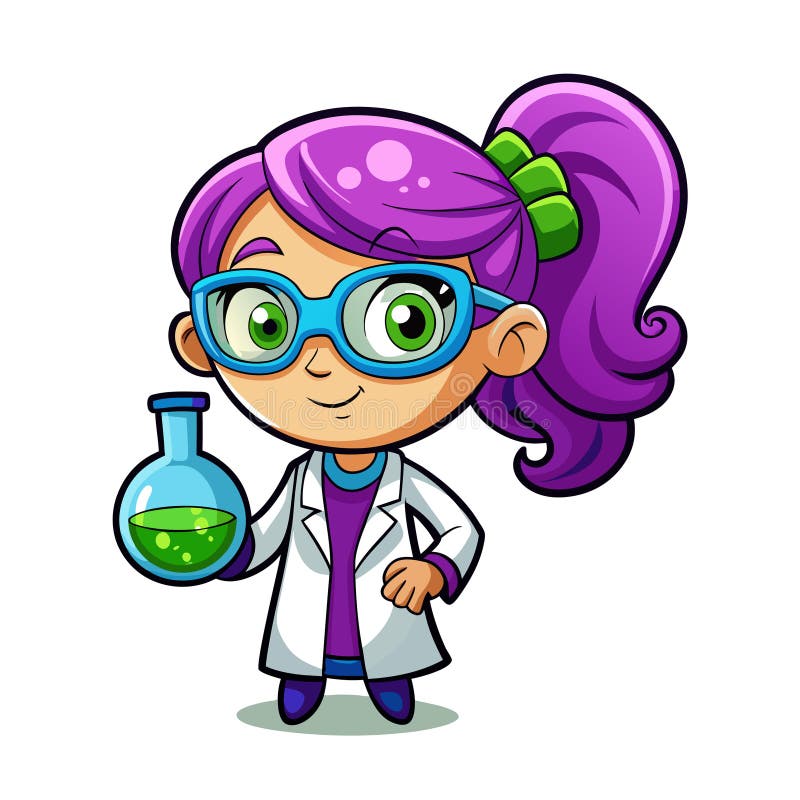 Curious Cartoon Scientist Girl vector illustration