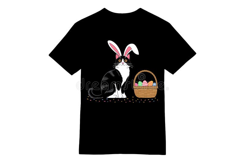 Cute Black Cat Bunny Hat Easter Eggs T-Shirt Cute Black Cat Bunny Hat Easter Eggs T-Shirt