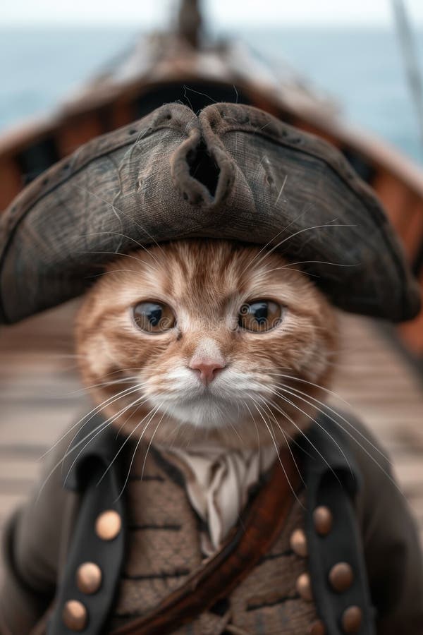 Curious Cat in Pirate Costume Stock Illustration Illustration of