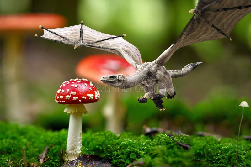 A curious fantasy tiny dragon swoops in for a closer look.