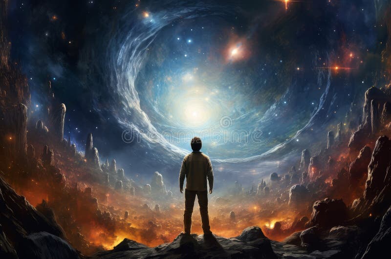 Curious Man discovered new worlds. Generate Ai