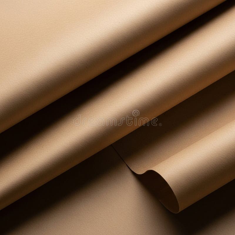 Curled sheets of brown paper, arranged vector illustration