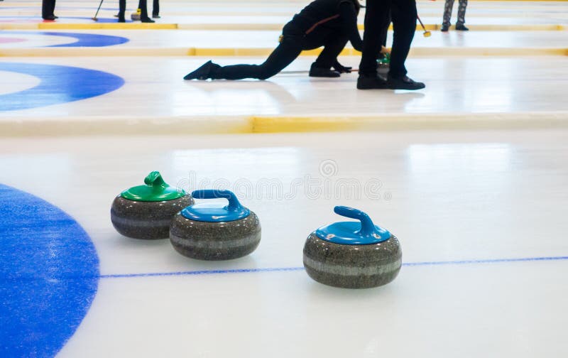 Curling Sport Stones Equipment Stock Image Image of circle, indoors