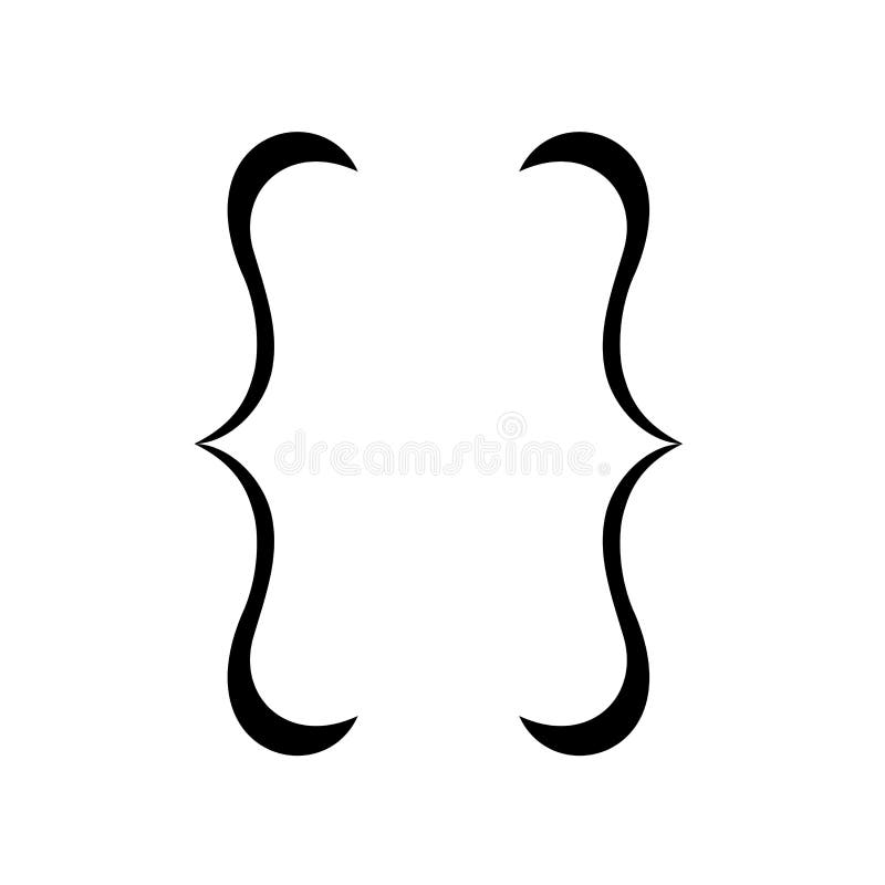 Curly Braces Icon for Graphic Design Isolated on White Background