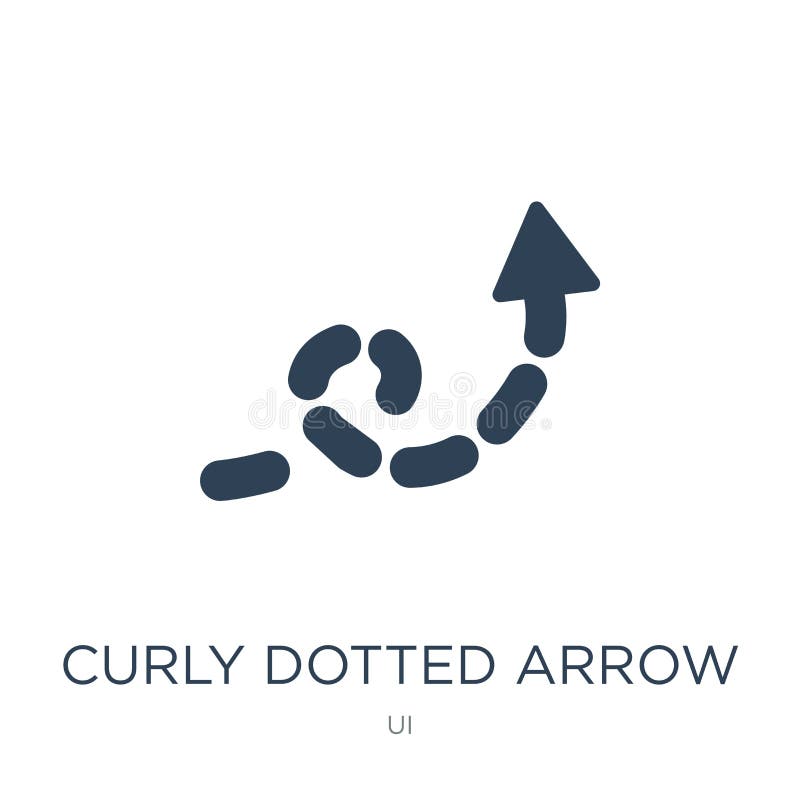 Curly dotted arrow icon in trendy design style. curly dotted arrow icon isolated on white background. curly dotted arrow vector stock illustration