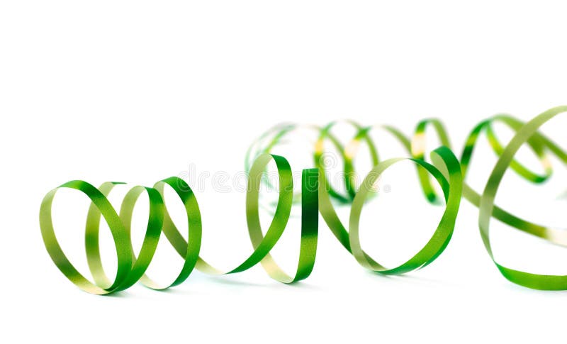 Curly and glossy ribbon isolated stock photo