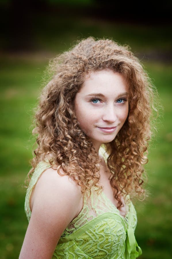 Beautiful Curly Haired Teen Stock Photo Image Of Per