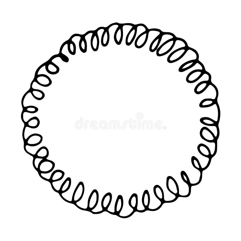 Curly monochrome vector circle frame, swirl vector logo, hand drawn stock illustration Curly monochrome vector circle frame, swirl vector logo, hand drawn stock illustration