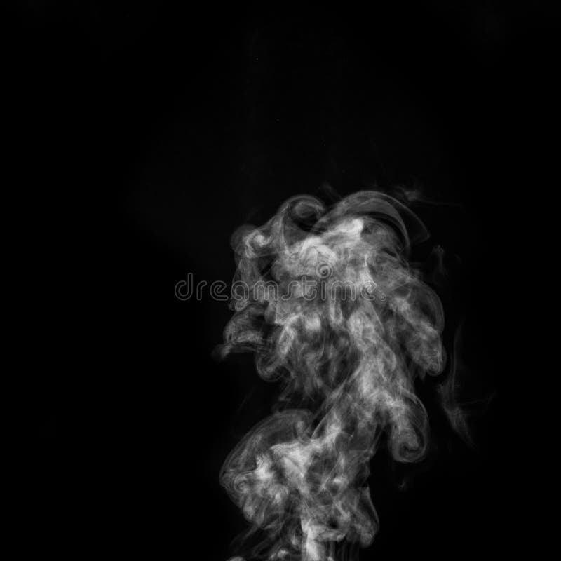 Curly white steam, Fog or smoke isolated transparent special effect on black background. Abstract mist or smog