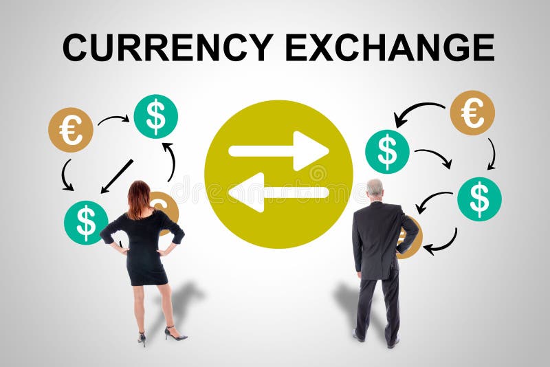 Currency Exchange Concept Watched by Business People Stock Image