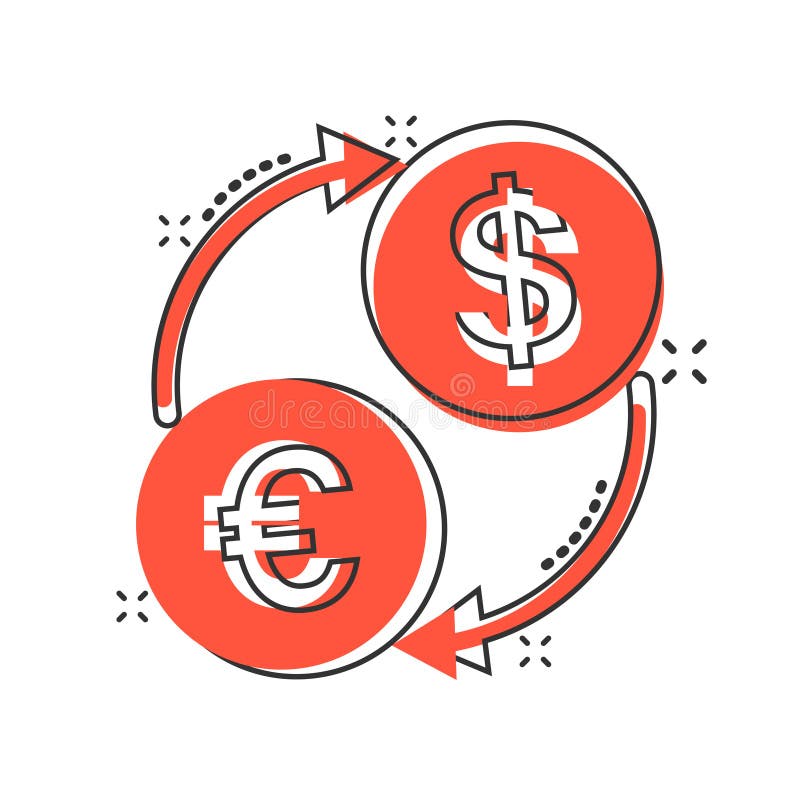 Currency Exchange Icon in Comic Style. Dollar Euro Transfer Cartoon Vector  Illustration on White Isolated Background Stock Vector - Illustration of  rate, money: 183836386