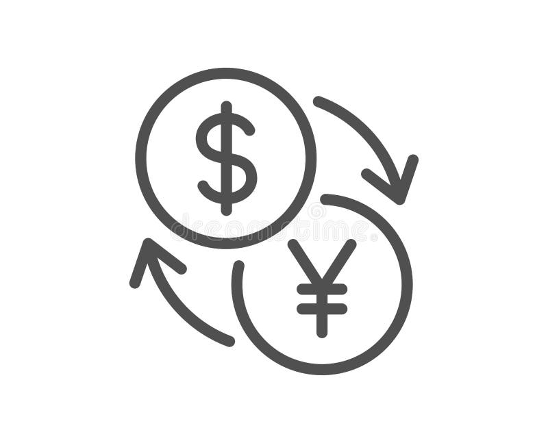 Currency Exchange Line Icon. Dollar To Yen Money Sign. Vector Stock 