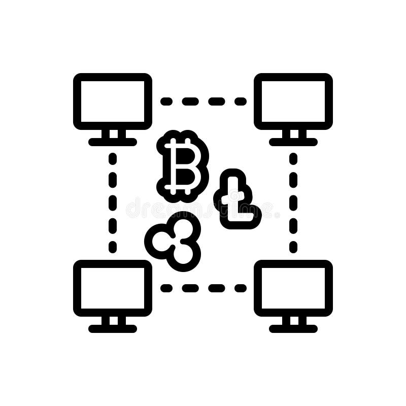 Black line icon for Currency peer, coin and digital stock illustration Black line icon for Currency peer, coin and digital stock illustration