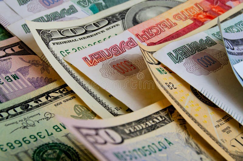 Currency Speculation the Ruble Dollar. Stock Photo Image of money