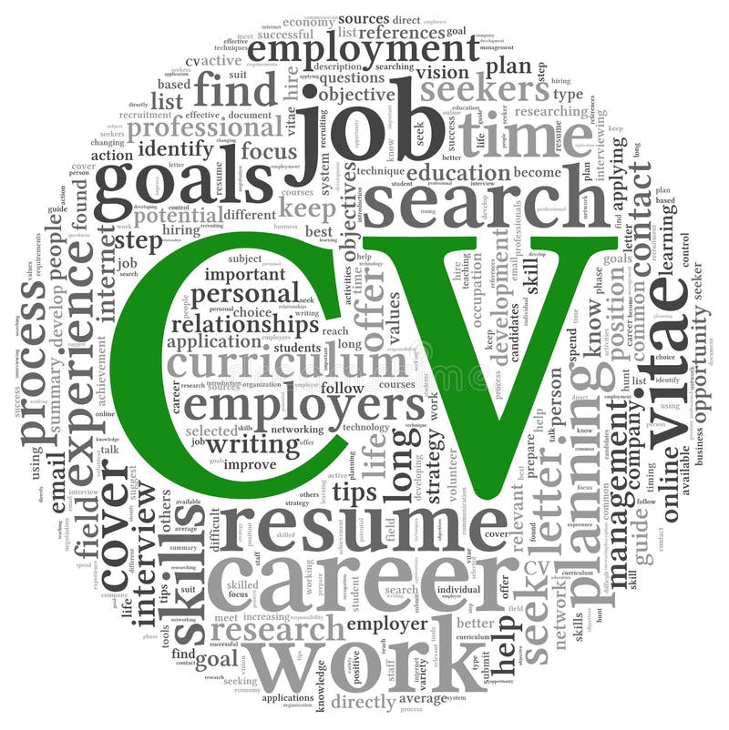 curriculum vitae concept in word tag cloud stock