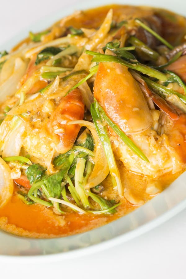 Curry bianco pacifico del gamberetto fritto scalpore fotografia stock libera da diritti