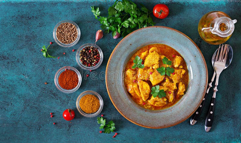 Curry with chicken and onions. Indian food. Asian cuisine. stock photos Curry with chicken and onions. Indian food. Asian cuisine. stock photos