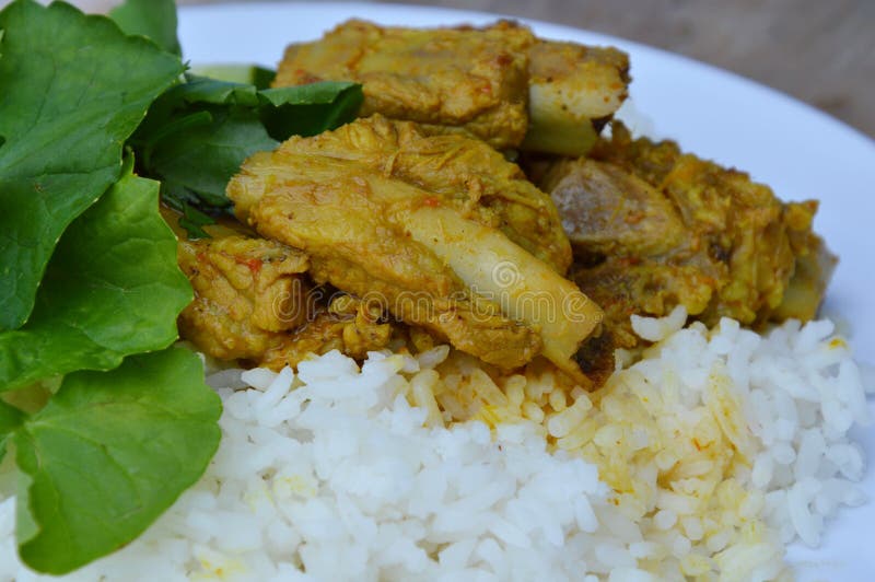 Curry Pork Bone on Plain Rice Stock Image Image of meal, spice 66767201