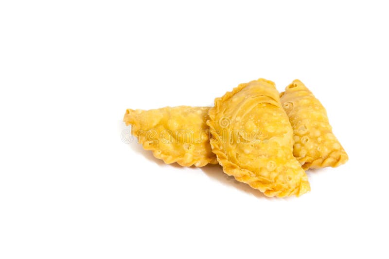 Curry puffs isolated on a white background. stock photos