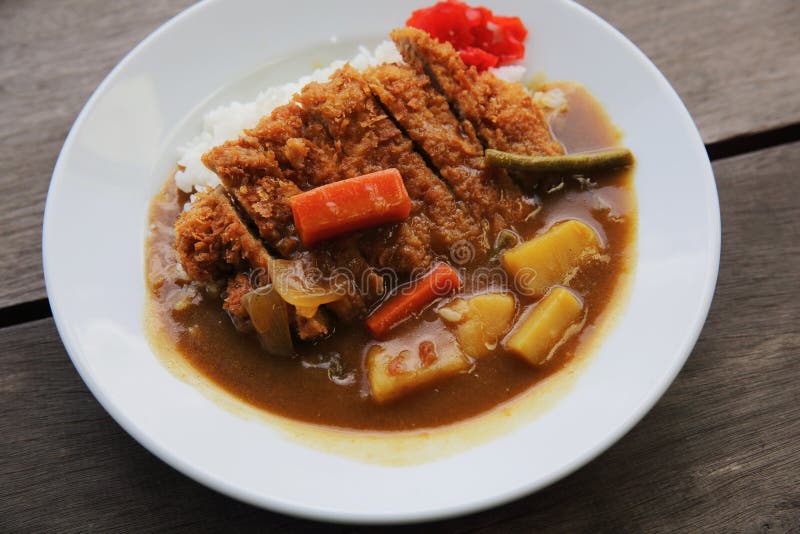 Curry rice with fried pork stock image. Image of hawaiian - 136994953