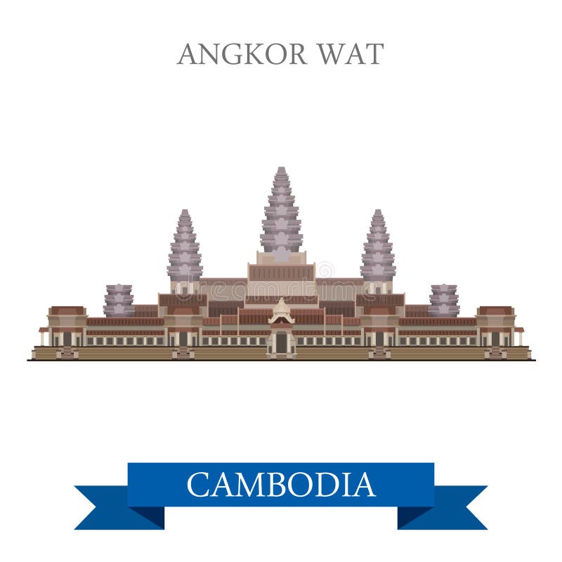 Curso complexo da atração do vetor de Cambodiaflat do templo de Angkor Wat ilustração do vetor Curso complexo da atração do vetor de Cambodiaflat do templo de Angkor Wat ilustração do vetor