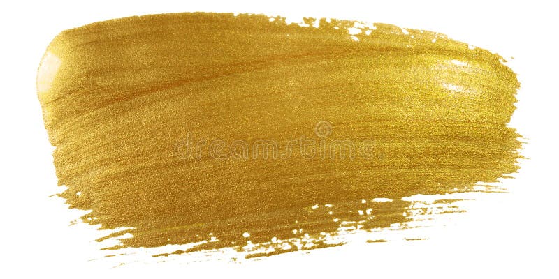 Curso da escova de pintura da cor do ouro Fundo dourado grande da mancha da mancha no contexto branco Molhado textured de brilho