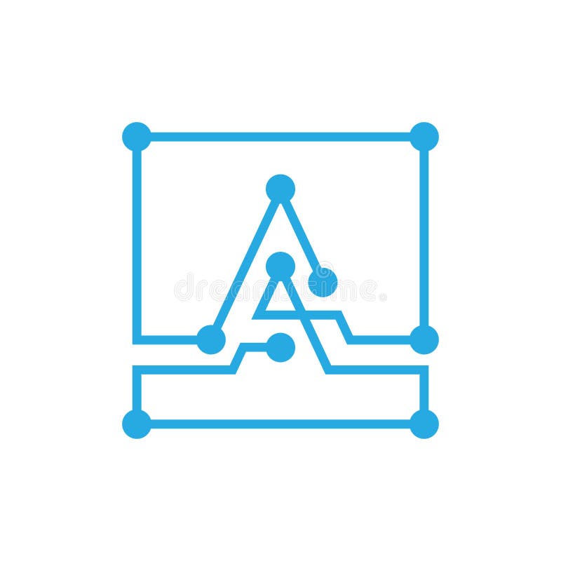 Curso do esboço do quadrado do logotipo do blockchain da letra inicial A ilustração do vetor Curso do esboço do quadrado do logotipo do blockchain da letra inicial A ilustração do vetor