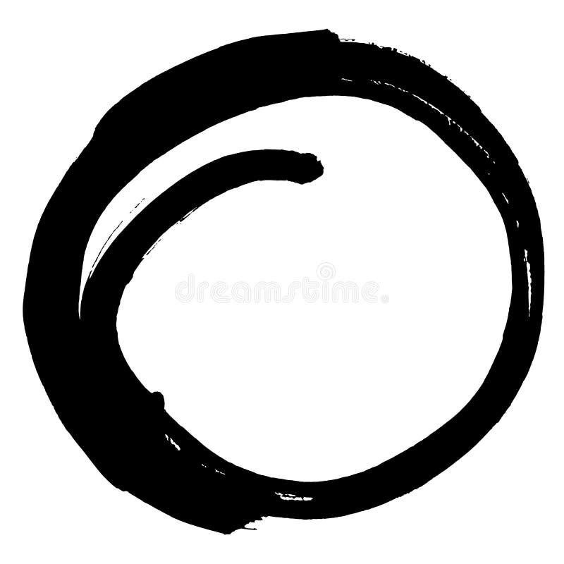 Black brush stroke in the form of a circle. Drawing created in ink sketch handmade technique. Black brush stroke in the form of a circle. Drawing created in ink sketch handmade technique.