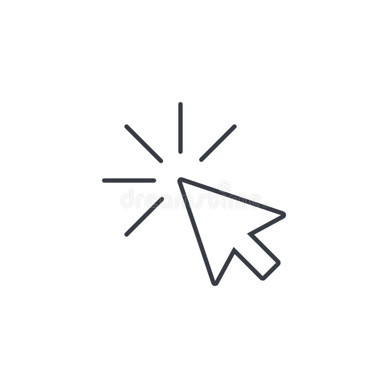 Cursor arrow, click thin line icon. Linear vector symbol stock illustration